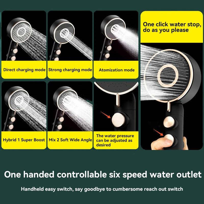 Xiaomi Shower Head High Pressure 5 Modes Water Saving Nozzle Powerful Pressurized Spa Handheld Showers Bathroom Accessorie shower head handheld shower head