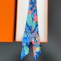 2024 Brand Design Leopard Twill Silk Scarf Luxury Scarf Women Foulard Skinny Bag Scarves Neckerchief Fashion Hair Headband - Image 4