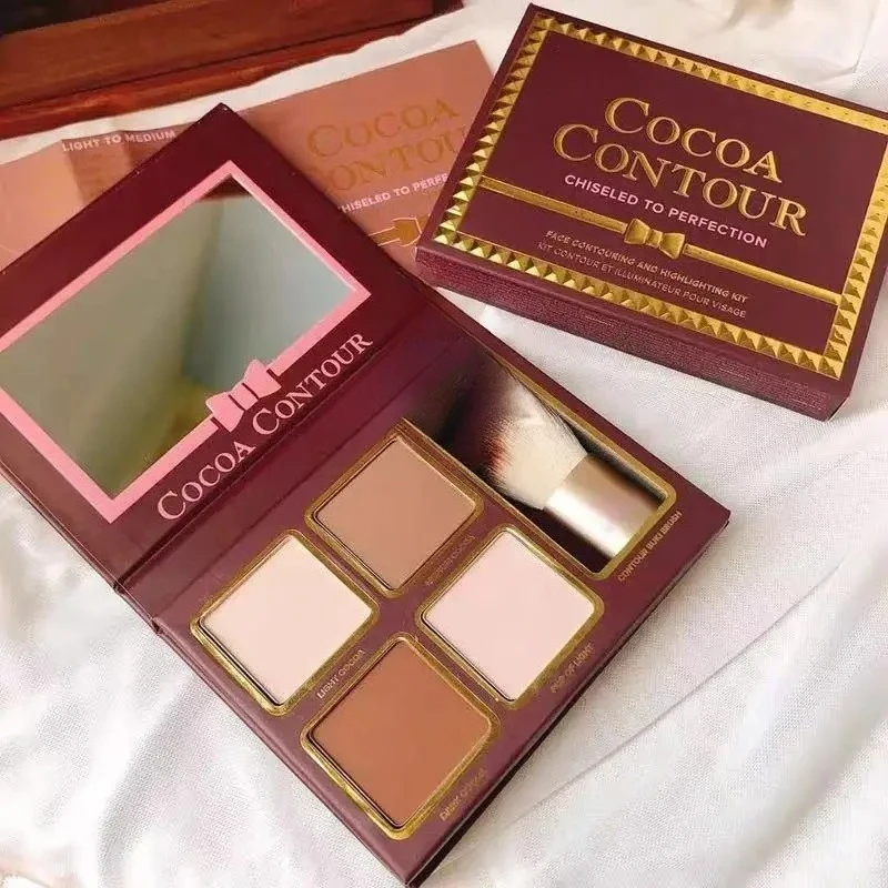 Nuova Polvere per Trucco in 4 Colori, Contorno Viso al Cacao con Pennello - immagine 5