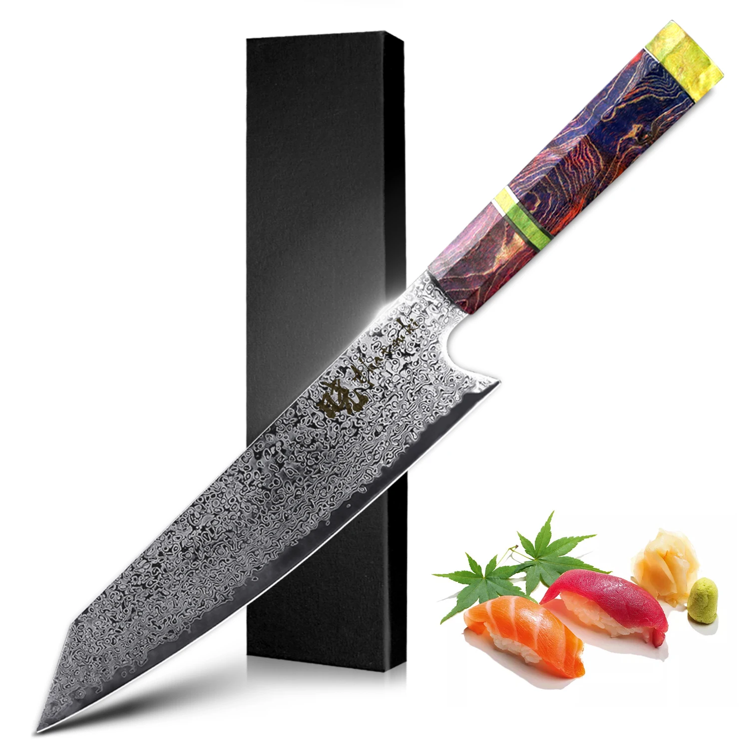 Damasco Estilo Japonês Faca De Cozinha, VG10, 67 Camadas, Facas De Aço Inoxidável, Punho Ergonômico, 8"