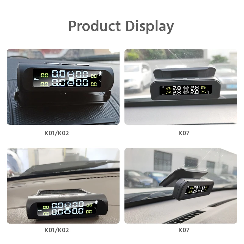 E-ACE Solar Power Smart TPMS Car 4 Sensors Tire Pressure Alarm Monitor System Auto Security Alarm Systems Tyre Pressure Warning