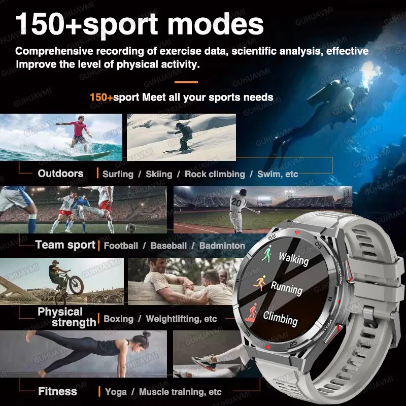 2025 New Adventure GPS Sports SmartWatch Ultra HD AMOLED Built-in gps BT Call Fitness Waterproof Smart Bracelet For IOS Android