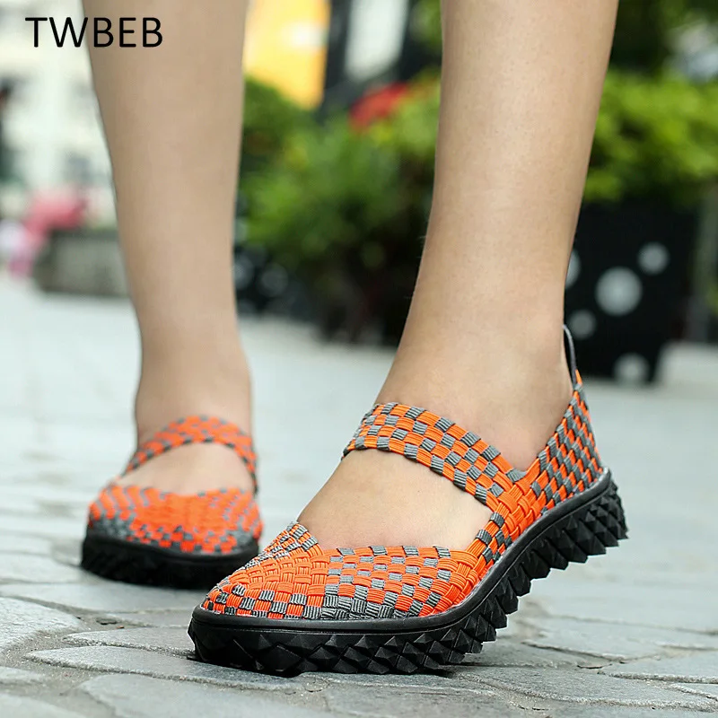 

Летняя женская дышащая Спортивная обувь для прогулок и бега, Женская плетеная нескользящая обувь ручной работы, искусственная кожа, обувь на плоской подошве, подарок для матери, большой размер