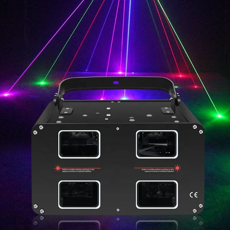 

4 Heads & 4 Eyes & 4 Hole Rgb+yellow Full Color Double Layer Mini Disco Laser Dj Projector Light for Club