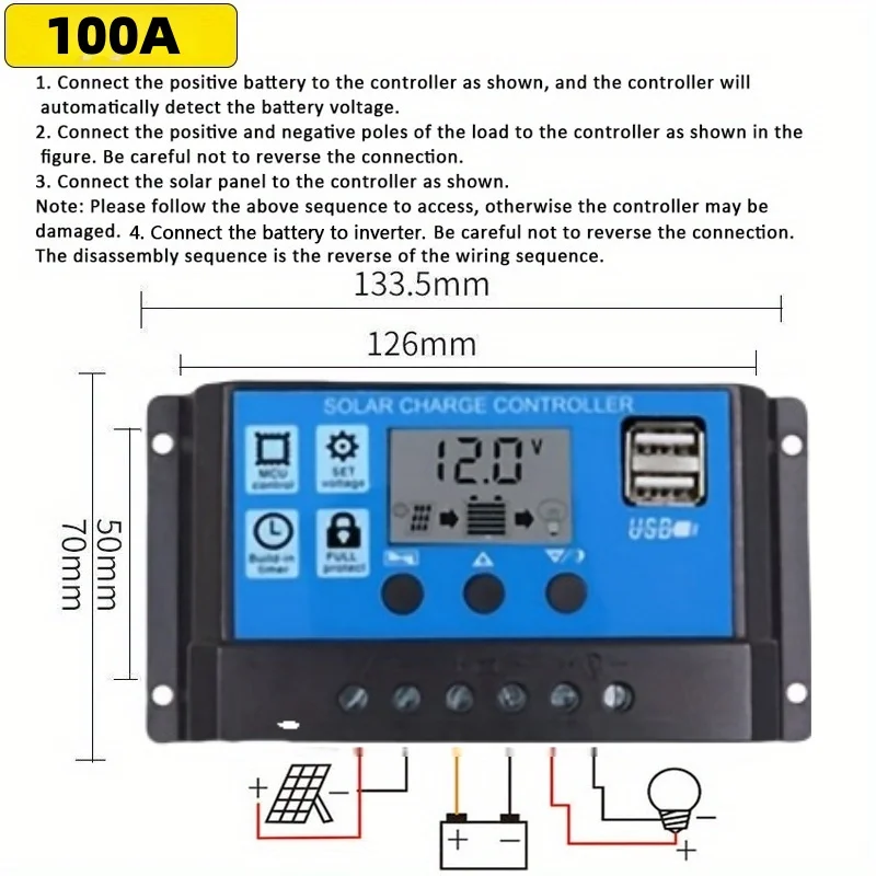 Kit Sistema Solare 8000W 12V a AC 220V/110V con Inverter, Pannello Solare 600W e Regolatore 100A, Adatto per Ricaricare Camper, Auto, Laptop - immagine 6