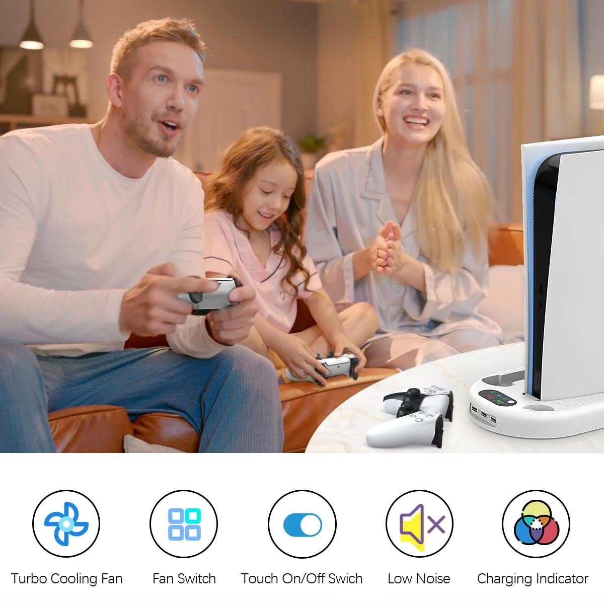 PS5 스탠드 및 냉각 스테이션, 플레이스테이션 5 콘솔, PS5 액세서리 포함, 컨트롤러 충전기, 냉각 선풍기, 헤드셋 거치대