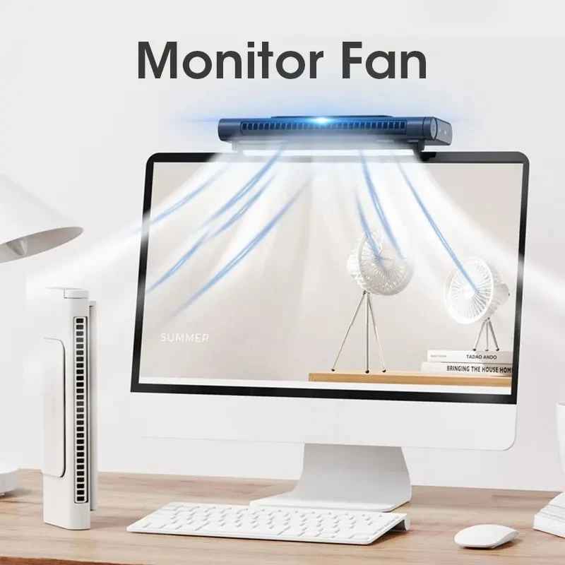 휴대용 침대 선풍기 에어컨, USB 충전식 전기 선풍기 걸이식 스크린 선풍기, 가정 사무실 컴퓨터 모니터 책상용, 5000mA..
