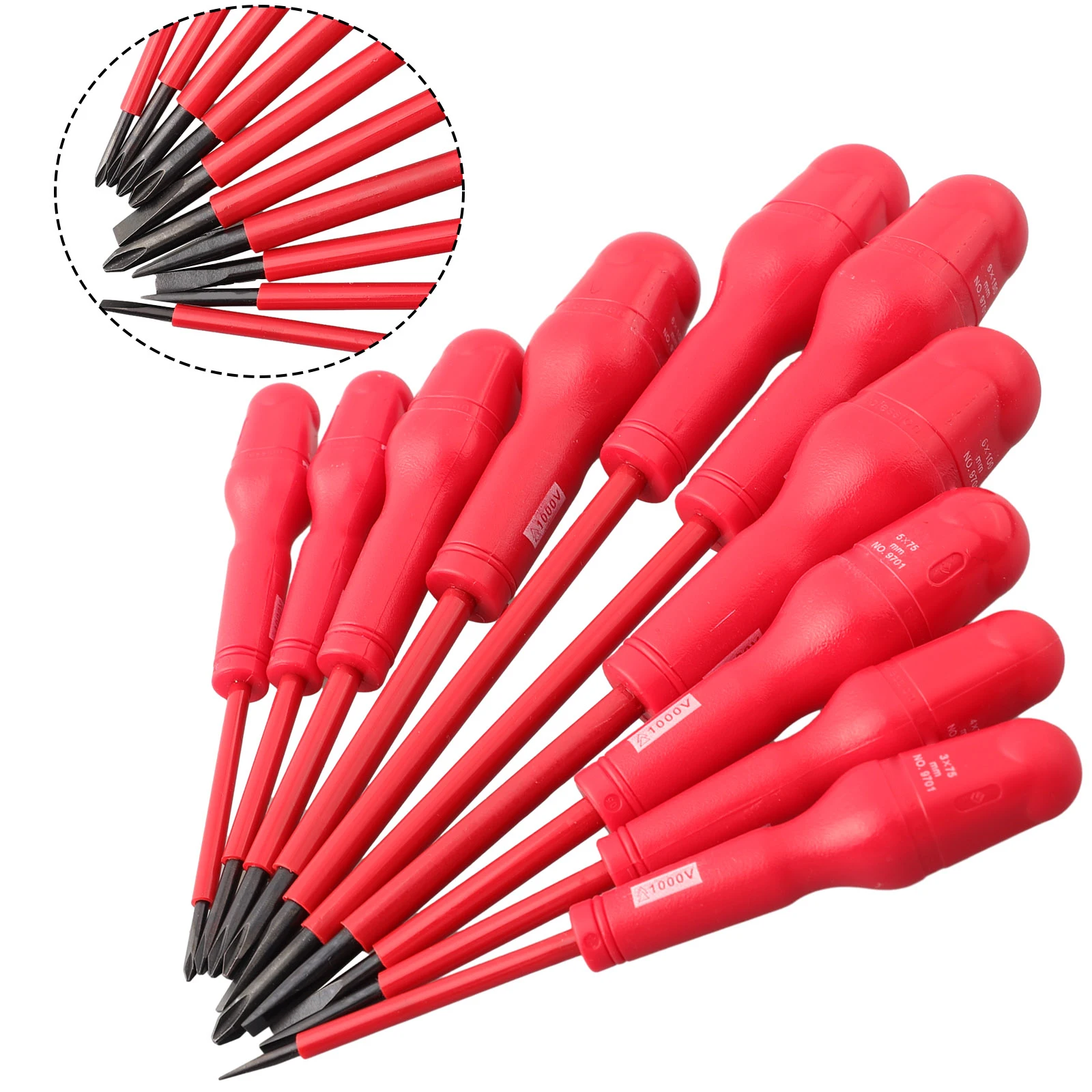 

High Hardness Chrome Vanadium Steel Insulated Screwdriver PP Insulated Handle Flame and Impact Resistant Red Outer Coating