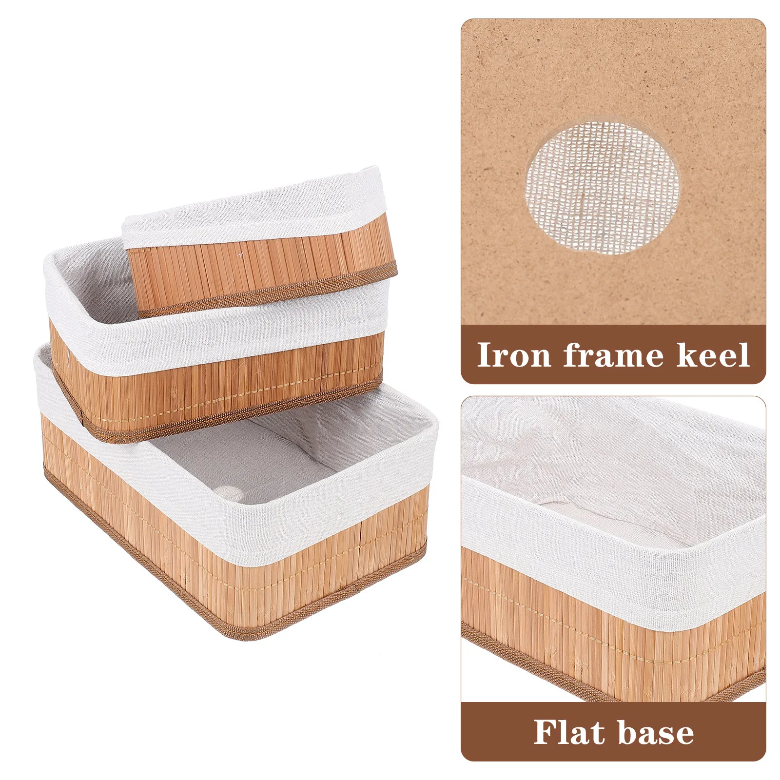 3Pcs 짠 수납 바구니 빈티지 장식 테이블 바구니 사무실 책상 주최자 홈 액세서리를위한 천연 섬유 레트로 우아함