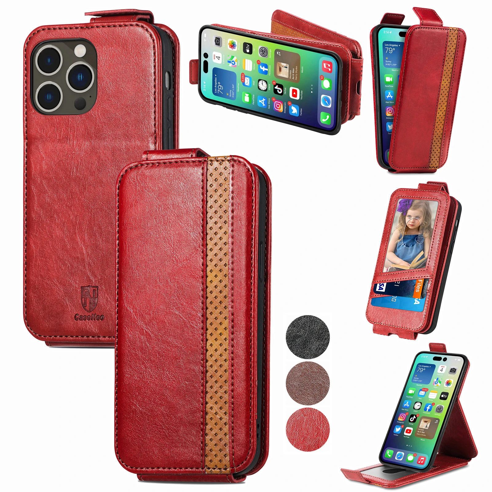 Vertical Fold Case For iPhone 14 Plus 13 12 11 Pro Max 10 X XS Max 10