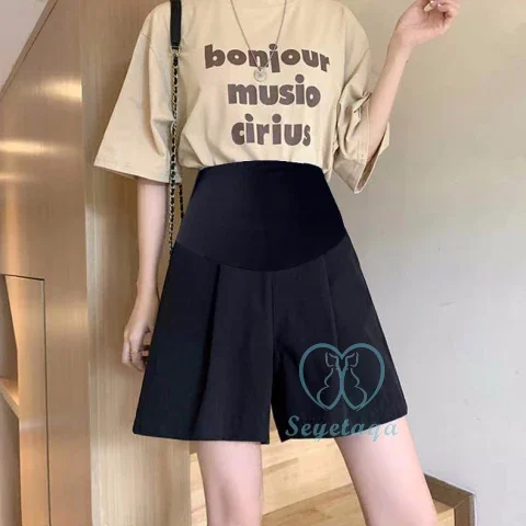Wide Leg Loose Maternity Shorts Summer Casual Plus Size Elastic Waist belly Clothes for Pregnant Women Pregnancy Half Pants,maternity pants,pregnant shorts