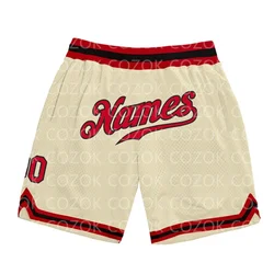 Custom Cream Red Authentic Basketball Shorts 3D Printed Men Shorts Your Name Mumber Quick Drying Beach Shorts