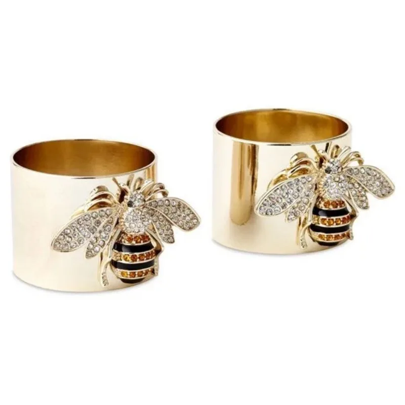 Exquisite Luxury Gold Color Carved Bee Rings for Women Fashion Stainless Steel  Creative Cute Bee Rings Accessories Jewelry Gift