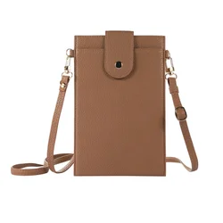Women's Stylish PU Leather Crossbody Bag - Compact Shoulder Purse & Card Holder (Coffee)
