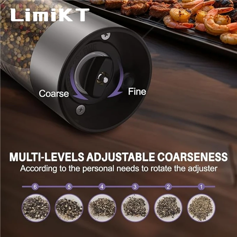 Electric Pepper Grinder Sea Salt Grinder Cereal Seasoning Stainless Steel TypeC Charging Model Base electric grinder salt and pepper grinder nut spice grinder pepper grinder herb spice grinder