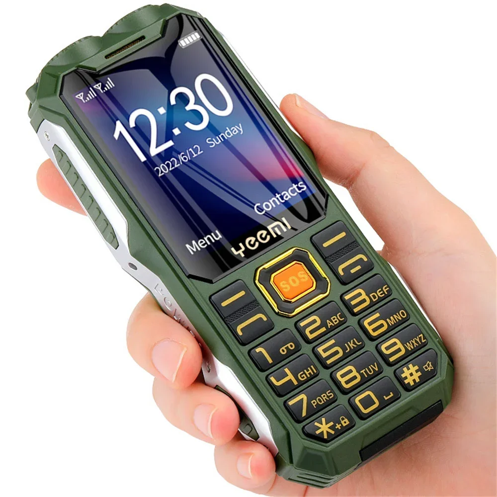 YeeMI Q8 Rugged Waterproof 4G Full Band Feature Phone 2.6Inch HD SOS Button Big Loudspeaker LED Light 16800mAh Battery Cellphone 5