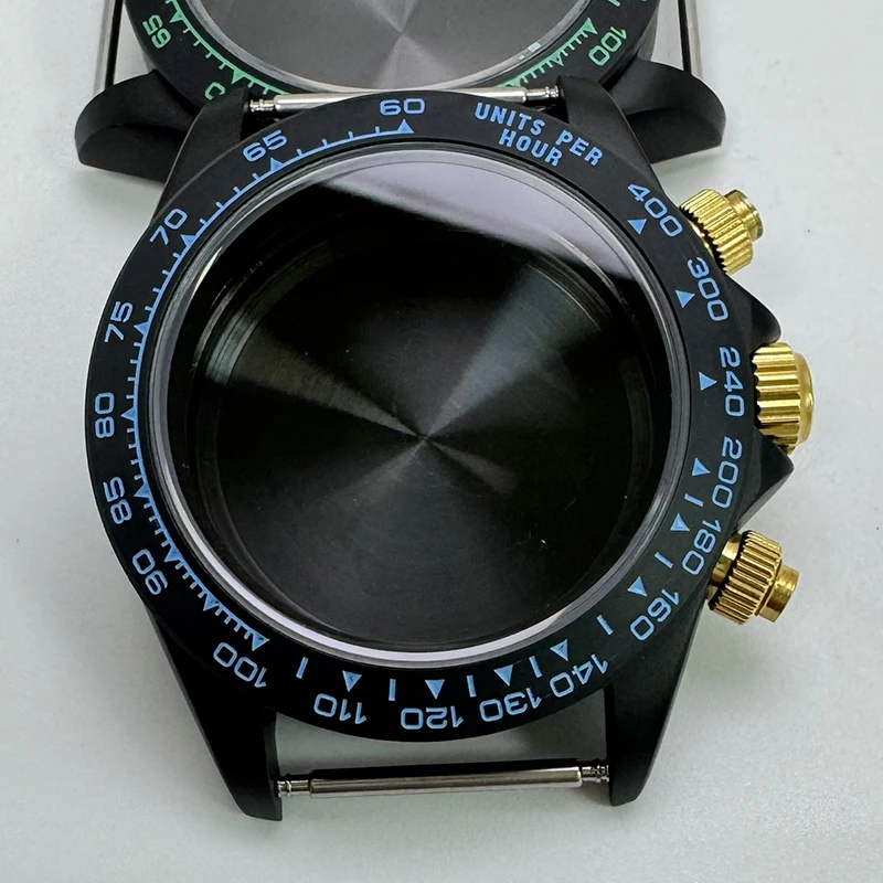 316L Edelstahl 39mm VK63 Schwarzes Uhrengehäuse Saphirglas Keramik/Stahl Lünette Passend für VK63 Quarzwerk Uhrenzubehör – Detail 12