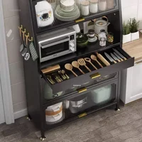 Multi-functional Storage Cabinet for Kitchen Furniture Dust-proof Carbon Steel Kitchen Cabinets Microwave Oven Storage Cabinet U 1