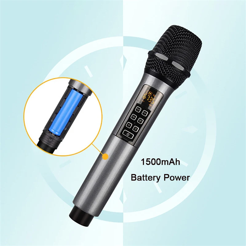 Professional UHF Wireless Microphone Selectable Channel Handheld Karaoke Microphone Studio Home Party Singing Stage Performance