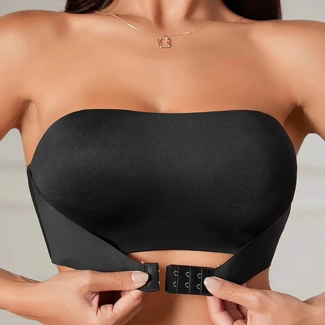 Soutien-gorge sans bretelles pour femmes, Sexy, sans couture, sans rembourrage, bouton avant, confortable, lisse, demi-tasse, sous-vêtements antidérapants en Silicone 1