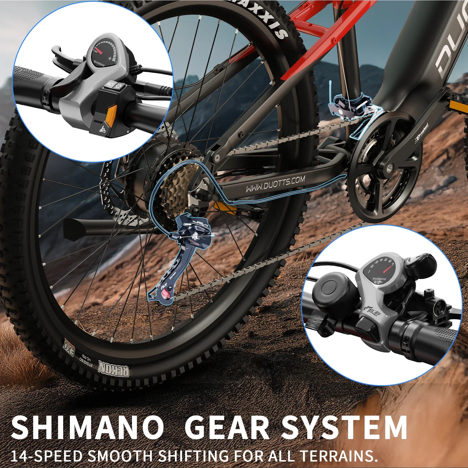 DUOTTS E29 Erwachsenen-Elektrofahrrad 250W Motor Offroad 48V 13,5AH Akku 27,5 Zoll Reifen Allterrain-Fahrrad – Detail 9