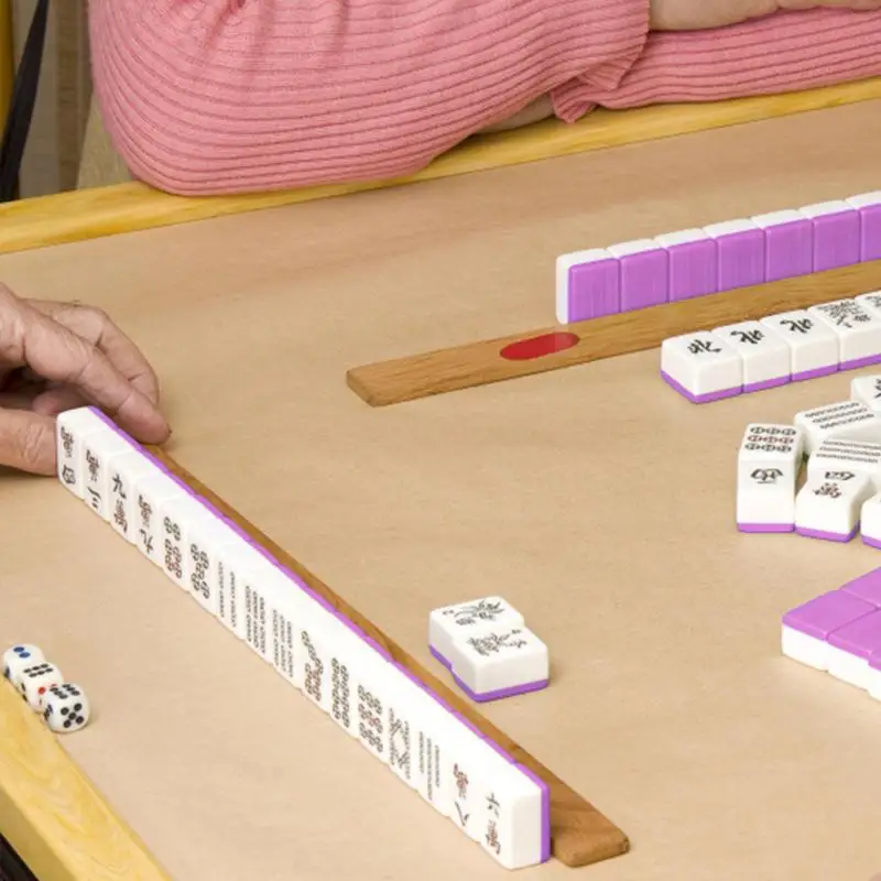 144pcs/set Mini Mahjong Game Set Portable Box Mah Jongg Travel Family Leisure Time Desktop Toy