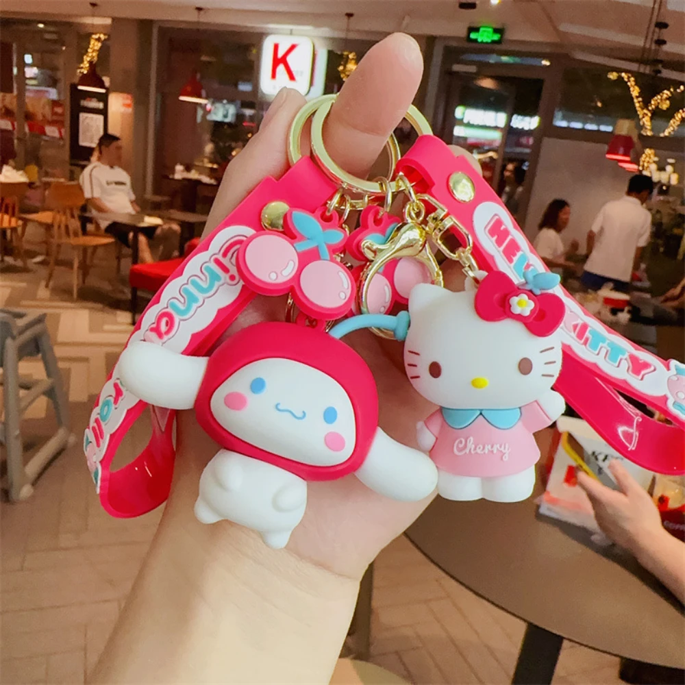 

Kawaii Sanrio Keychain Kuromi Cinnamoroll Women Bag Pendant Backpack Melody Accessories Hello Kitty Toy Doll Keyring Girl Gift