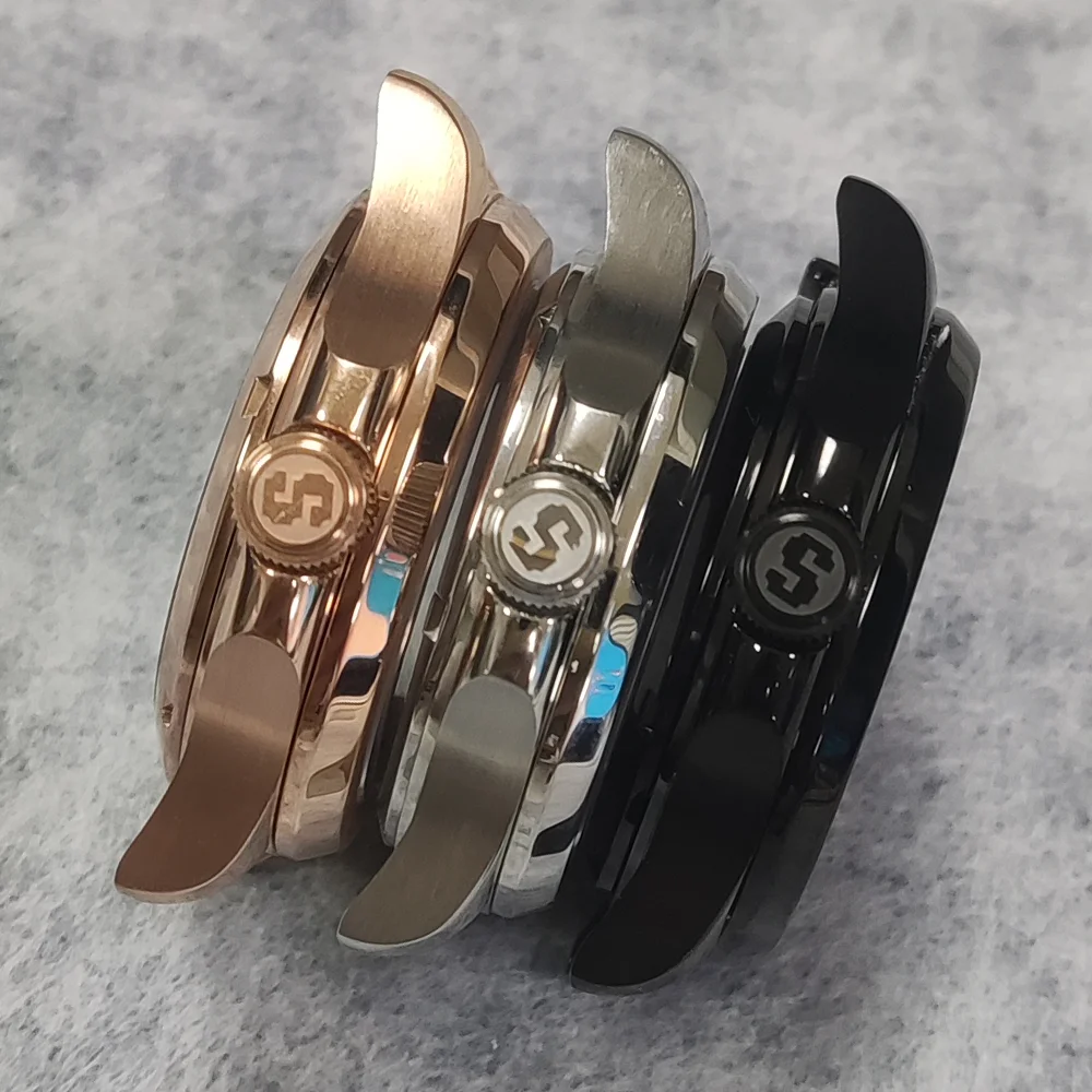 스테인리스강 사파이어 유리 케이스, 유리 후면 커버 포함, NH35/NH36 무브먼트에 적합, 39mm