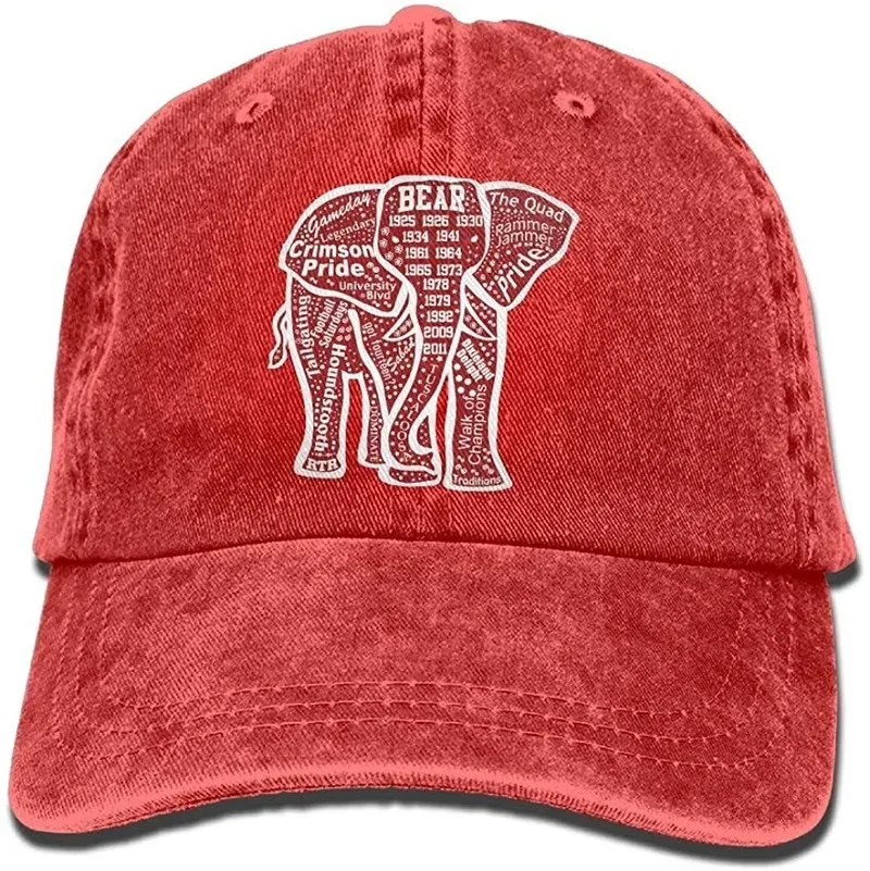 Unique Alabama Red Elephant Pattern Hat Unisex Vintage Cotton Snapback Caps Men Baseball Cap Hats Cotton Denim Cap