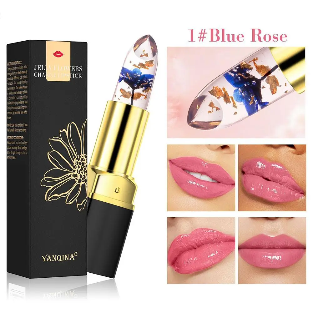 3 Colors Flower Transparent Lipstick Lasting Moisturizer Changing Lipsticks Crystal Color Care Lip Balm Jelly Temperature 12 pcs flameless candles realistic led cordless tealight candles 6 colors changing candles