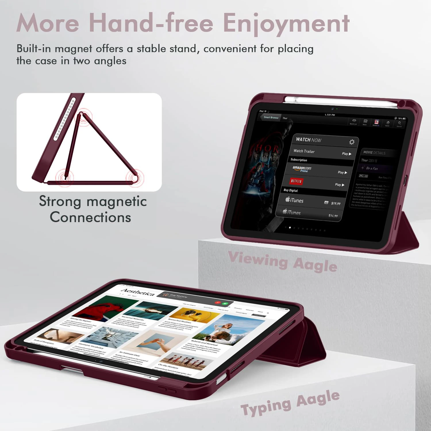 Magnetic Flip Smart Stand Cover Pencil Case