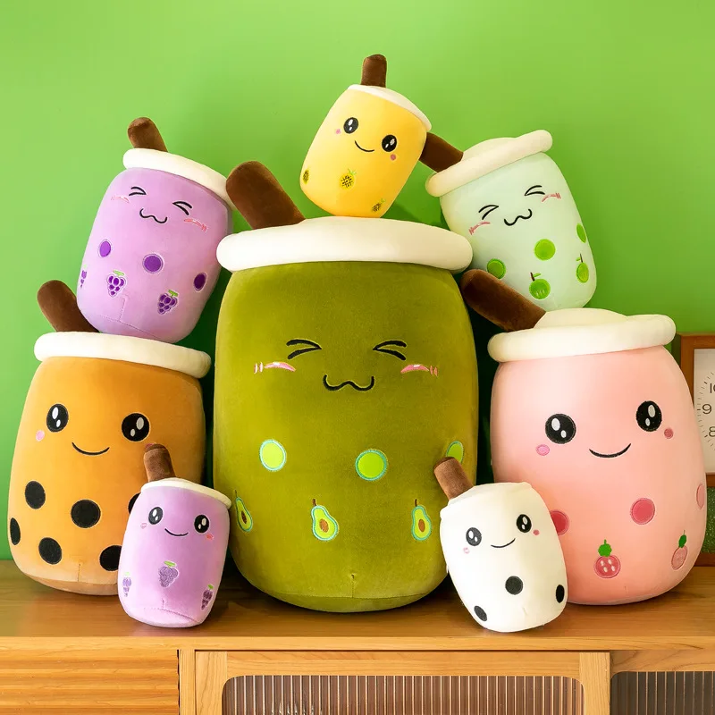 22-70cm Giant Size Bubble Tea Plushies Squishy Milk Tea Boba Pillow Peluche Ice Cream Fruits Juice Drink Bottle Prop Decor Gift 3