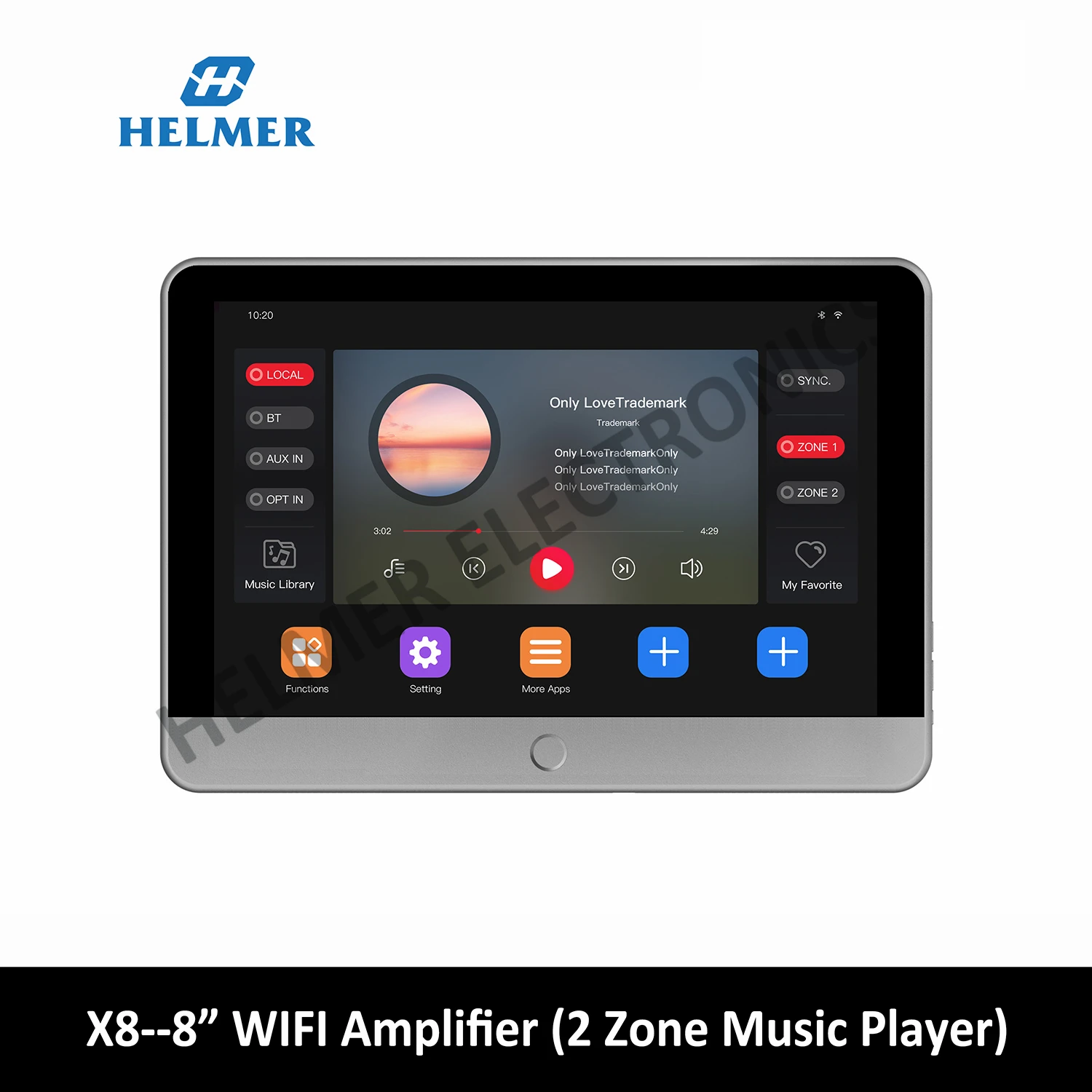 

Helmer 8 "сенсорный экран WIFI Аудио усилитель, Bluetooth-совместимая домашняя стерео аудио система, мульти-комнатный музыкальный плеер X8