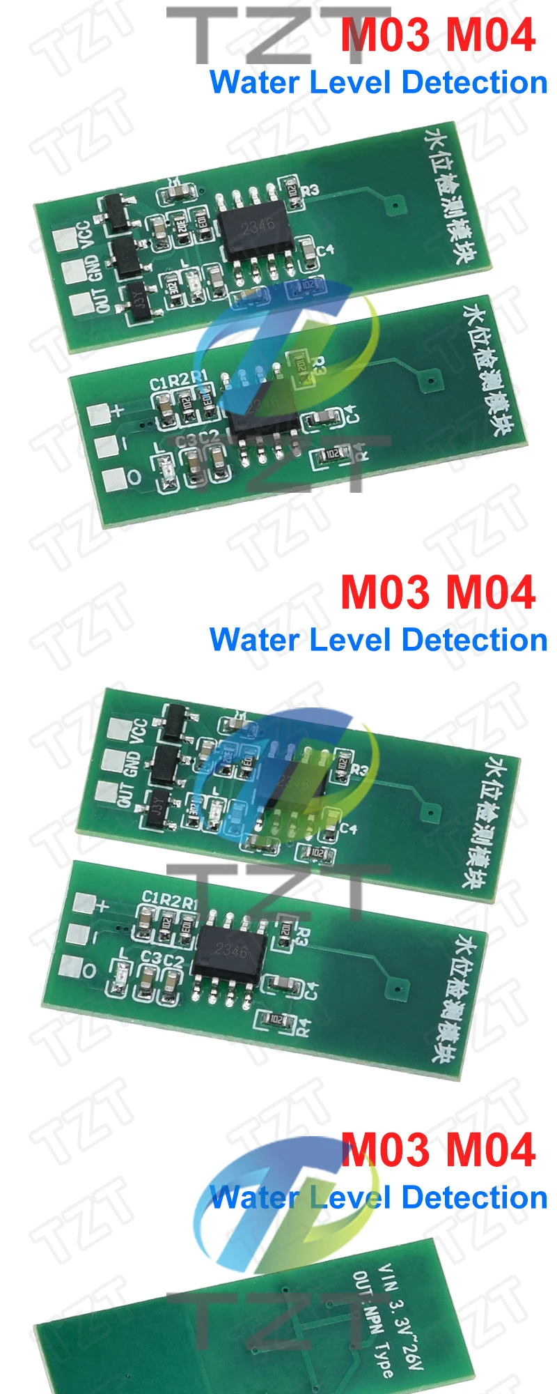 M03 M04 Sensormodul zur Erkennung der Wasserstand. Grüner berührungsloser Füllstands-Touch-Schalter. Flüssigkeitssensor – Detail 5
