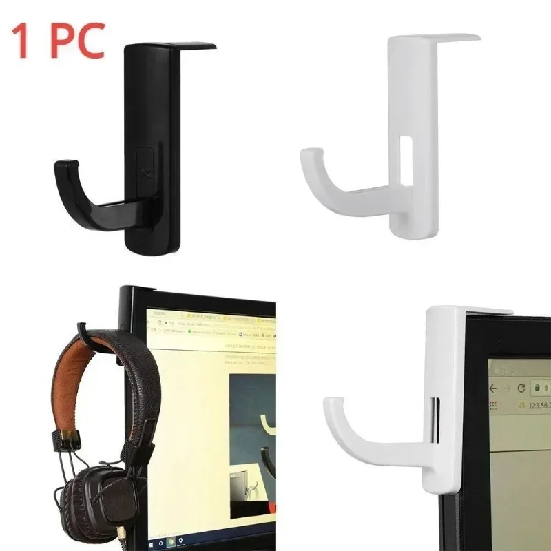 Universal Headphone Hanger and Monitor Stand with Stick-On Hook