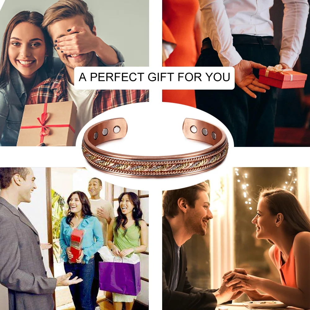Twisted Pure Copper Bracelet Men Adjustable Cuff Wristband Magnetic Bangles Arthritis Health High Magnet Solid Copper Jewelry_voghion.com