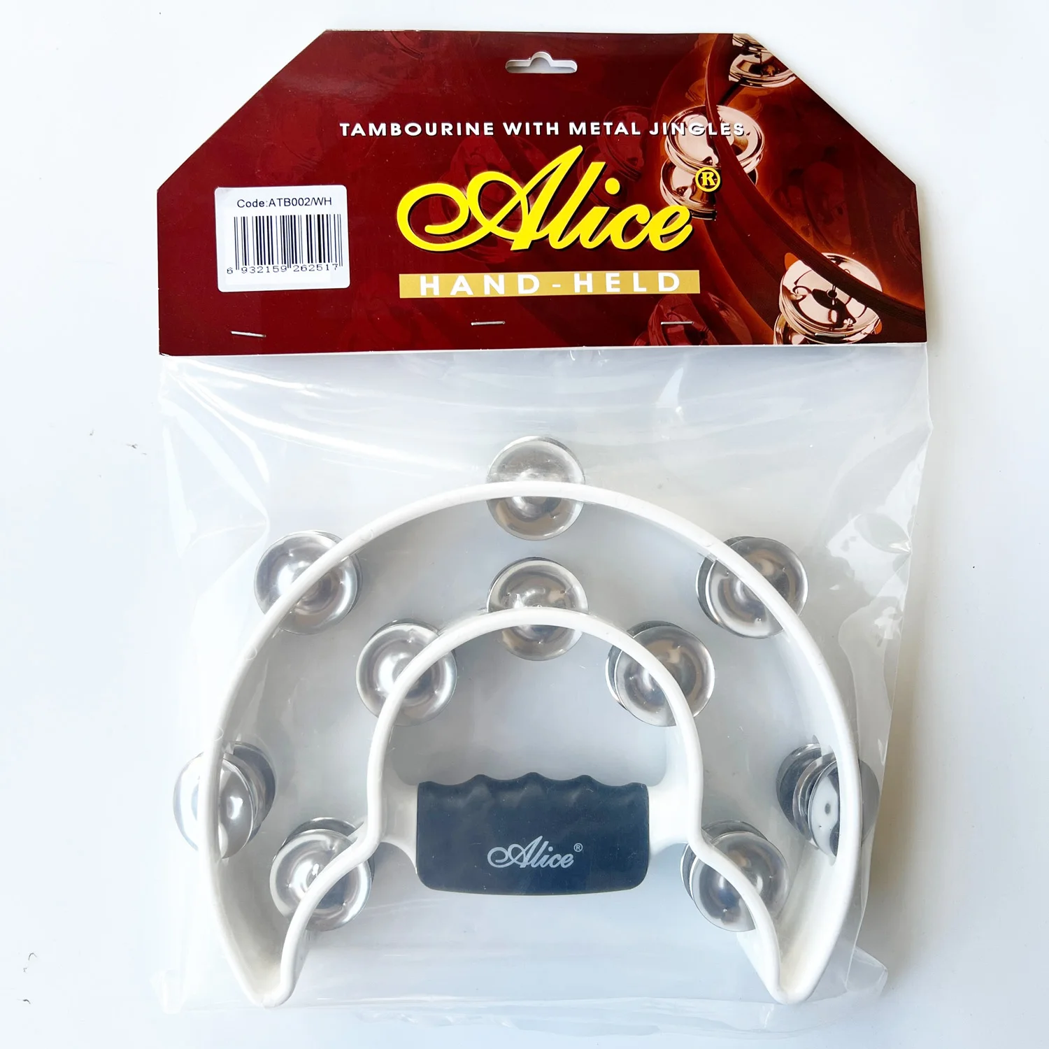 Double Ring Hand-held Tambourine Timbrel with Metal Jingles 21X14cm