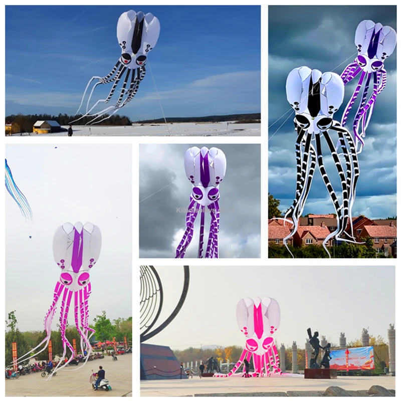 Free Shipping Octopus Kite Large Inflatable Kite Flying Nylon Soft