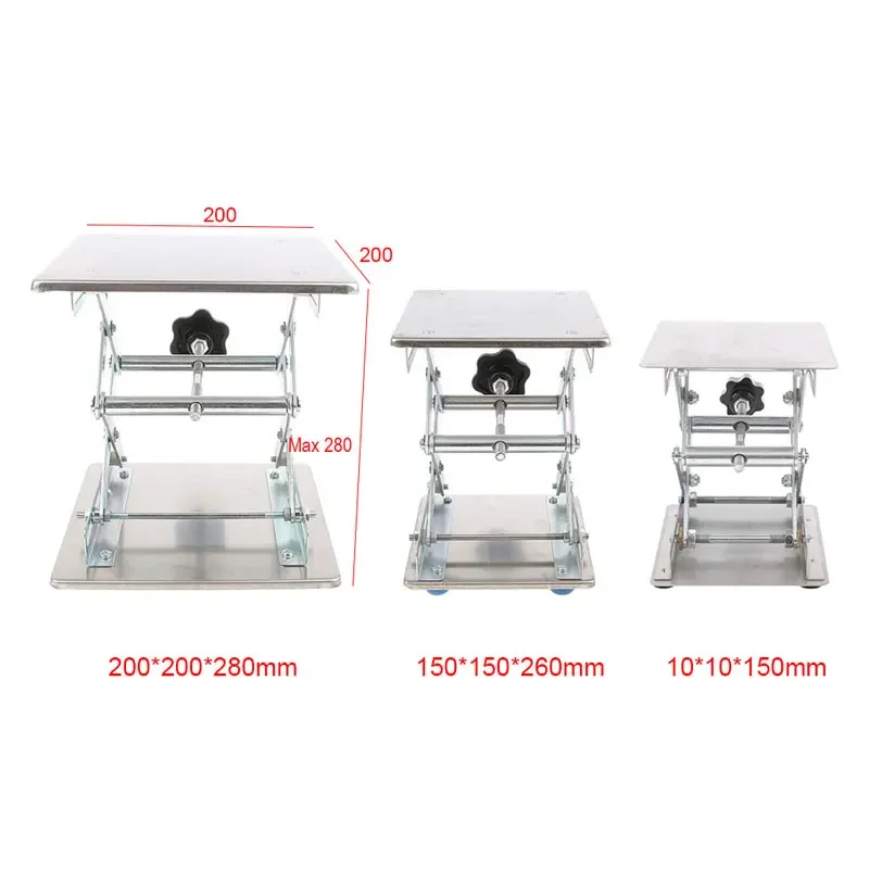 Aluminum Lifter Plate Table 200mm Woodworking Machinery Engraving Laboratory Lifting Stand Manual Lift Platform Carpentry Tools