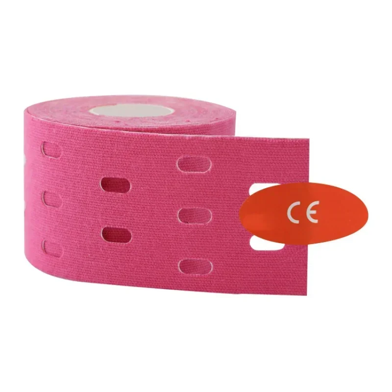 Sports Tape Kinesiology Tape 5cm*5m Perforated Kinesiology Elastic Adhesive Tape Cotton Muscle Protection Athletes Breathable Gym Sports Glue Knee Protector