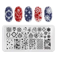 Christmas Nail Stamping Plates Rectangle Template Stencils Nail Art Stamp Image Plate Manicure Stainless Steel Nail Print Tools 1