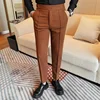 British Style Men's High Waist Casual Pants New Solid Color Naples Men Suit Pants Slim Fit Casual Business Formal Mens Trousers 4