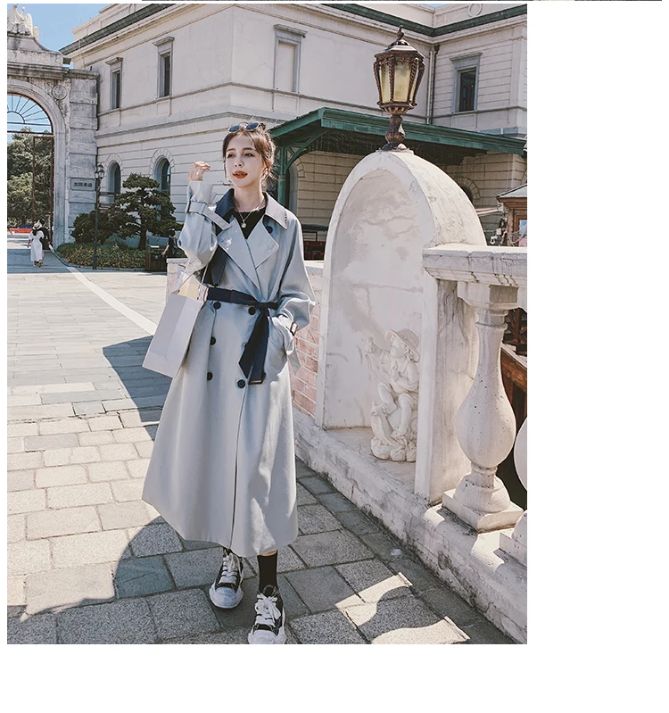 black puffer coat womens Fashion New Spring Autumn Windbreaker For Women Long Trench Coat Lady Duster Coat Double-Breasted Patchwork Female Clothes puffer coat women