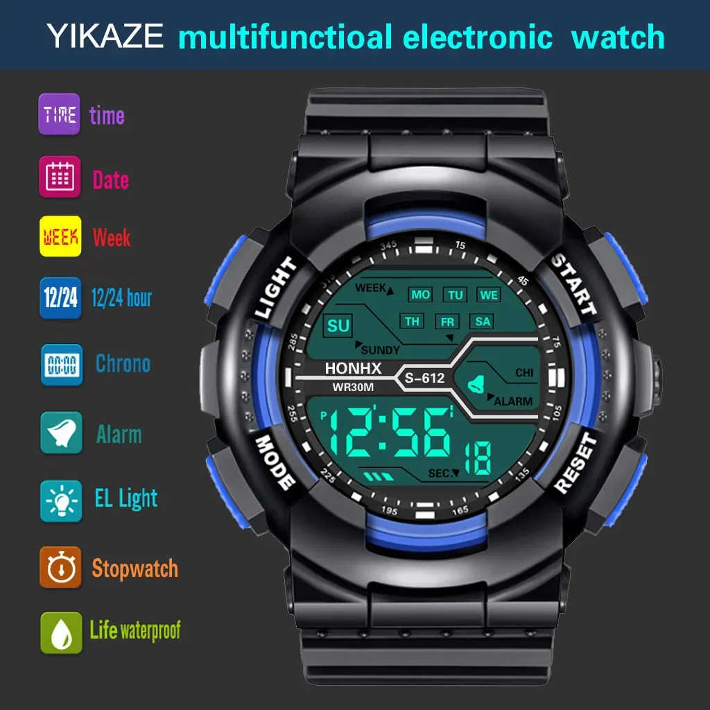 Men's LED Digital Watch Men Sport Watches Fitness Electronic Watch Multifunction Military Sports Watches Clock Kids Gifts
