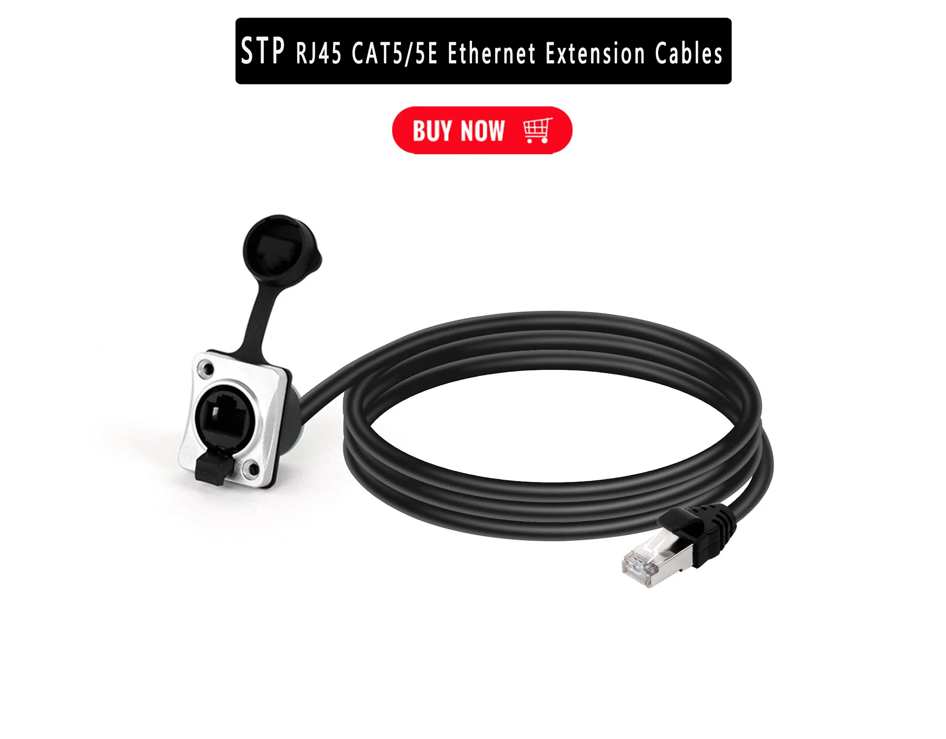 Description Picture 2 of item1PC RJ45 8p8c Waterproof Connector, RJ45 male to female, 15cm cable,Panel Mount type,zinc alloy body+PA6 plastic+copper contact