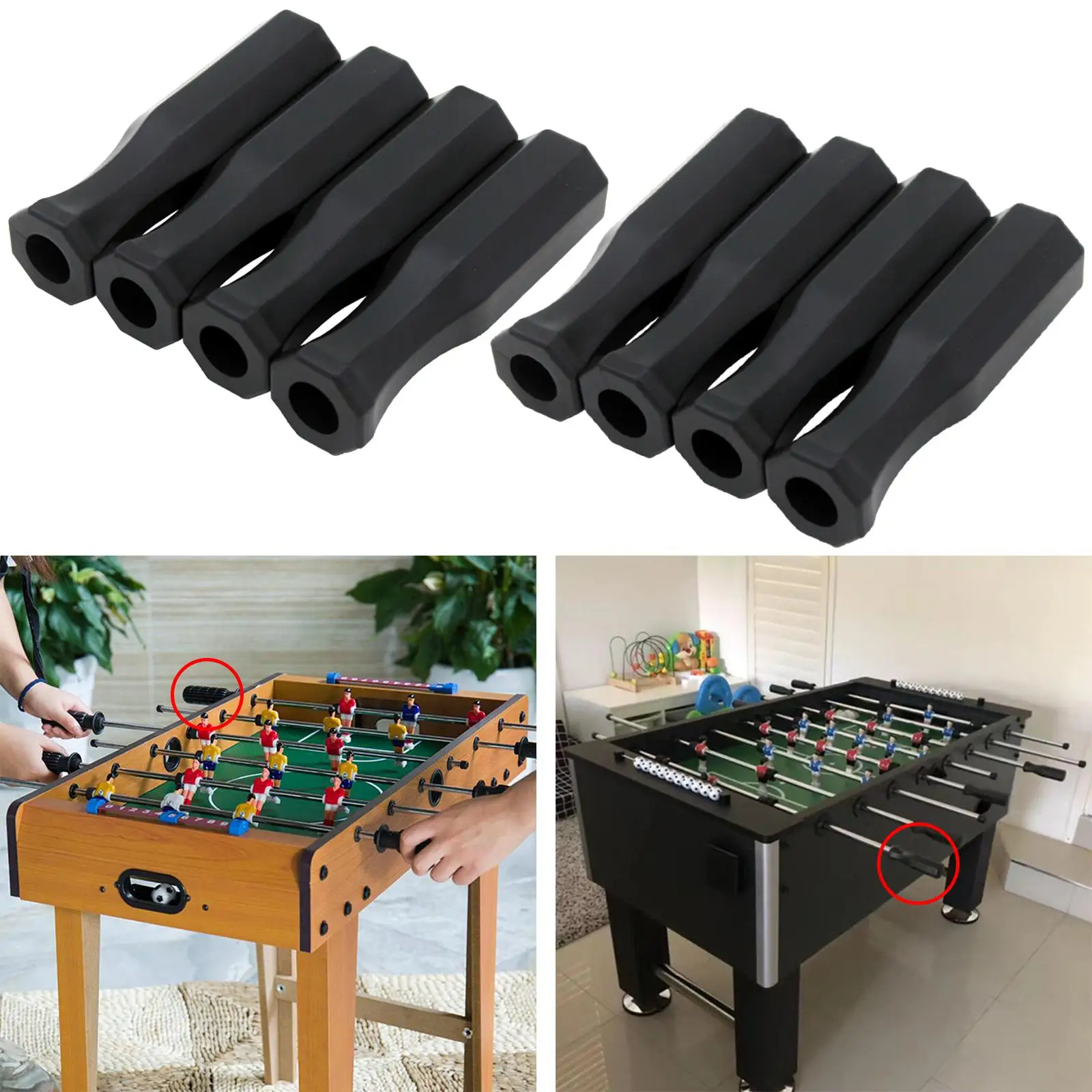 8 Pieces Foosball Handle Grips 5/8 Inch Foosball Rods Octagonal Handles