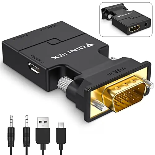 

VGA to HDMI Adapter Converter with Audio, Active Male VGA in Female HDMI 1080p Video Dongle adaptador for Computer,Projector