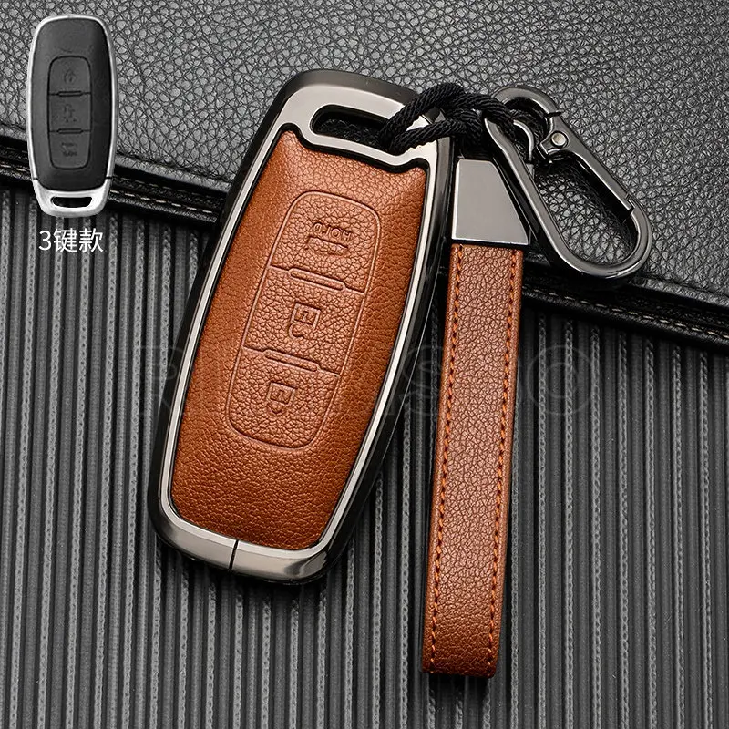 Zinc Alloy+leather Car Remote Key Fob Case Cover for Nissan Qashqai Altima Ariya 2022 Original Remote Control Key Shell