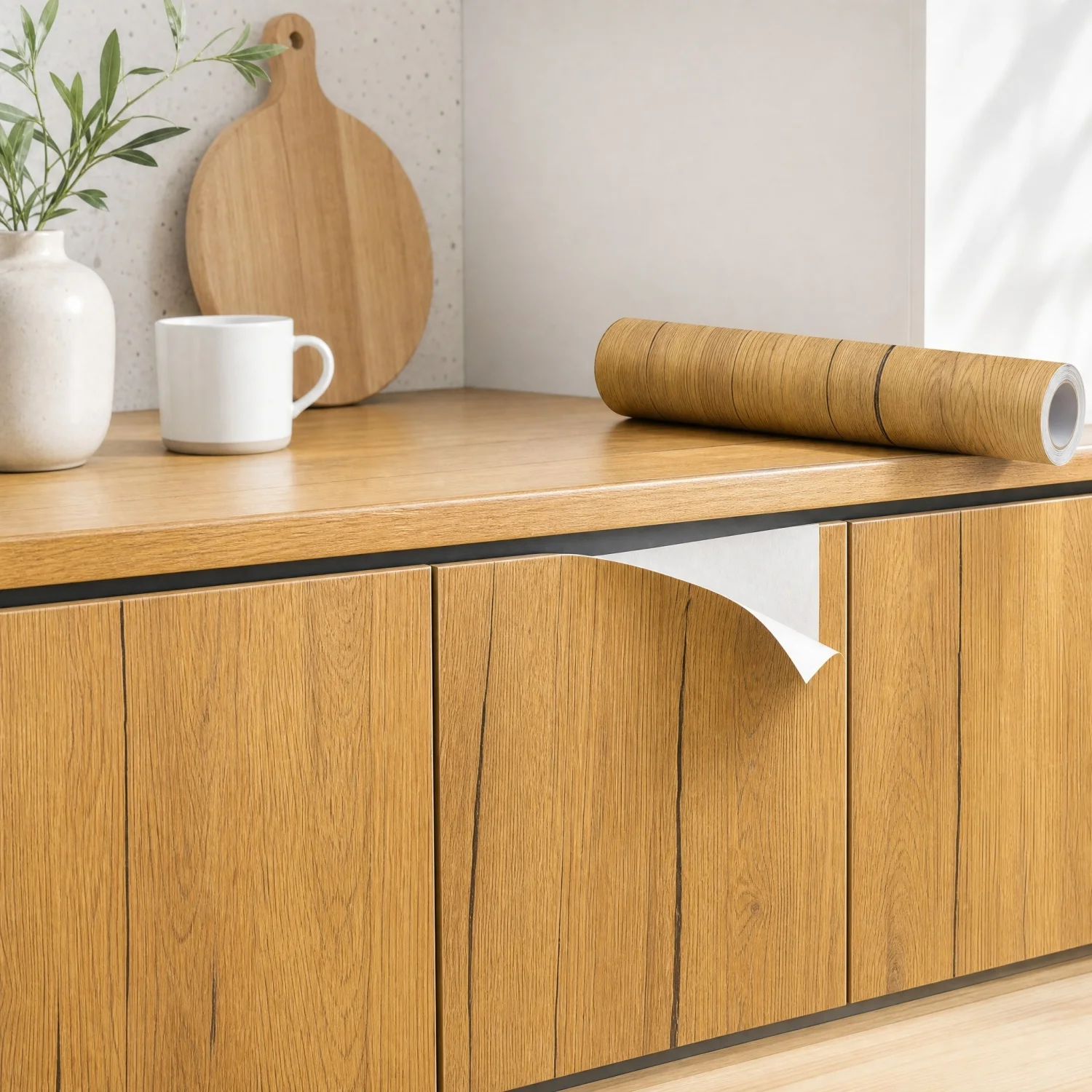 Waterproof Self-Adhesive Vinyl Wood Wallpaper Roll for Home Décor and Furniture Renovation