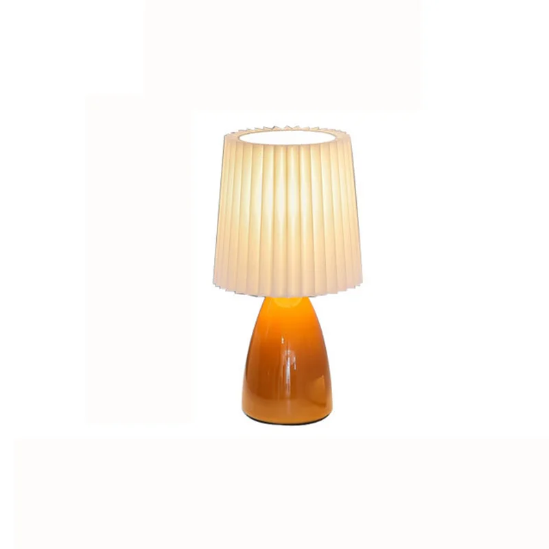 Table Lamp LED Night Lamp Milkshake Bedroom Night Lamp DESK LIGHT E27 Pleats Table LED INS Floor Girl Bedside Ceramic Indoor Lighting